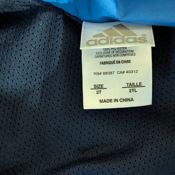 Adidas Blue and Black Raincoat with Classic Stripes - Picture 3 of 4